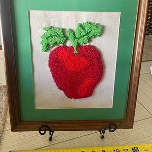 COPY - 🍎 Rare Vintage Latchhook Embroidered Wood Framed Apple.